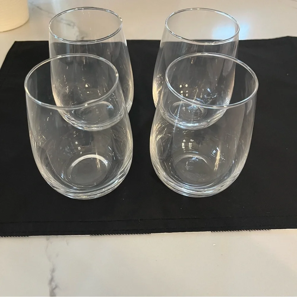 Clear Glass stemless wine Set